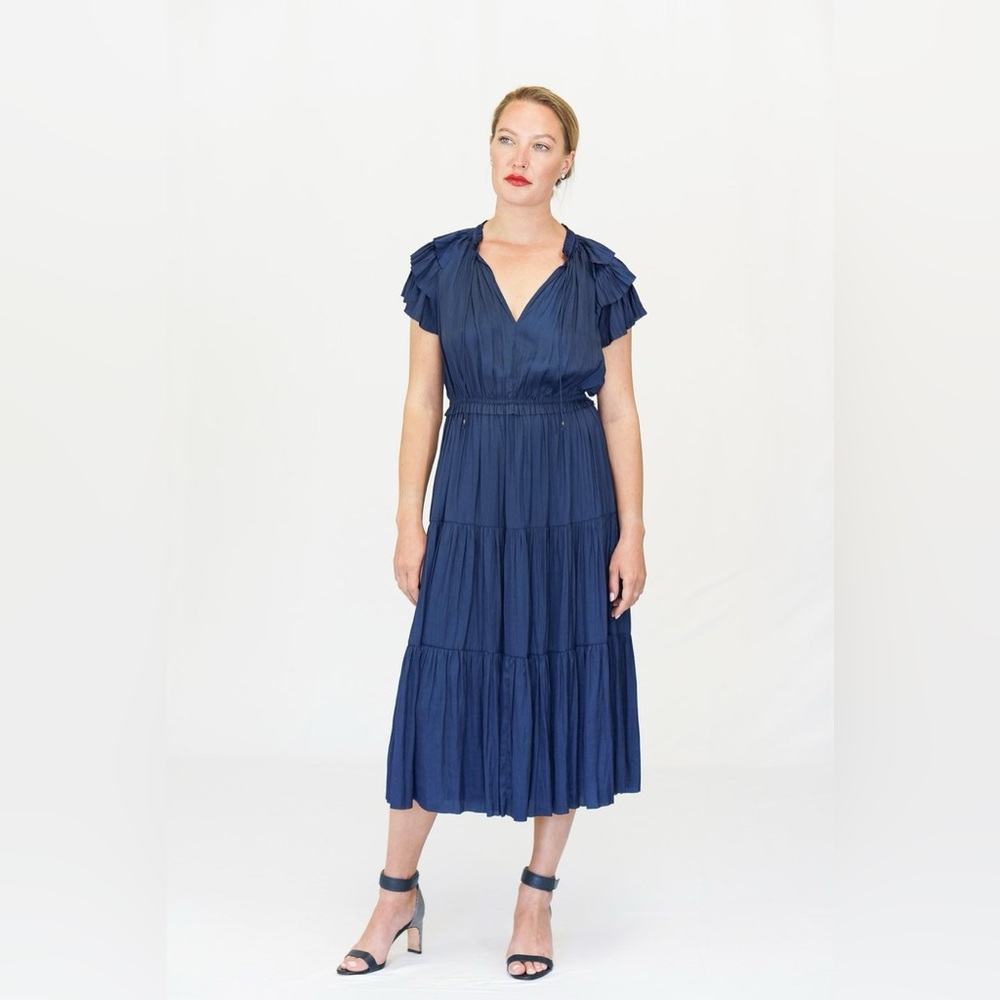 Ulla Johnson Blaire Midi Dress in Midnight Blue Size 6